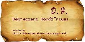 Debreczeni Honóriusz névjegykártya